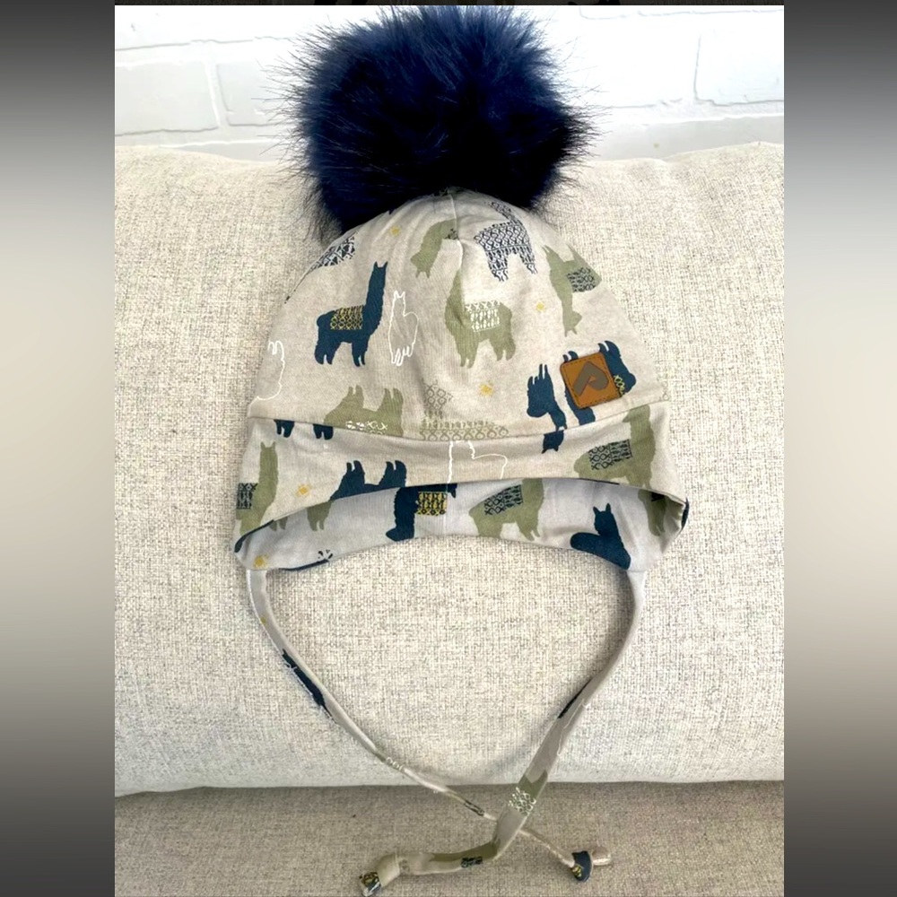 Kids Winter Hat with Faux Fur Pom Pom